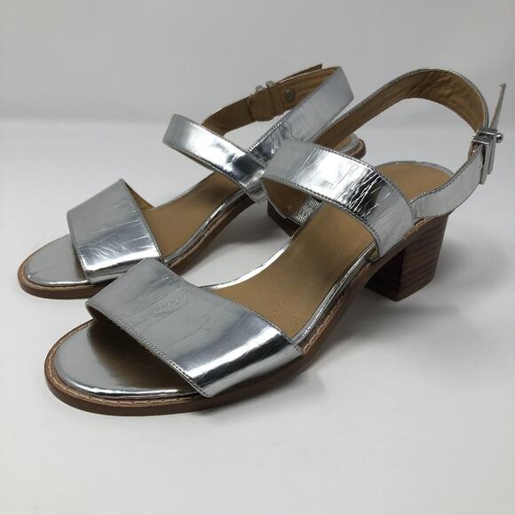 ASOS Silver Metallic Heel Sandals Block Heel Size 5 - Picture 3 of 10